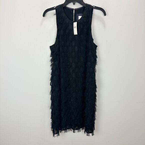 Anthropologie Roxie Textured Fringe Mini Dress Black Party Cocktail US 8 NWT - Picture 5 of 12
